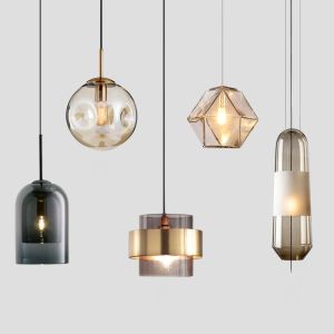 Modern Minimalist Restaurant Three-End Ceiling Lamp Glass Bar Front Desk Master Bedroom Bedside Small Droplight Nordic Internet Celebrity Lamps