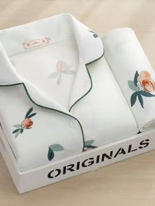 Korean Pajamas Womens Pure Cotton Middle-Aged Mother Style Can Be Outwear plus Size Widened Long Sleeve Trousers Suit Korean Style Homewear