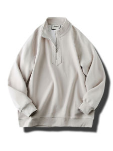 Nam Mỹ Retro Cổ Áo Đứng Nửa Dây Kéo Áo Chui Đầu Không Mũ Áo Khoác Mùa Thu Đông Thường Ngày Phong Cách Trẻ Trung Vải Dệt Kim