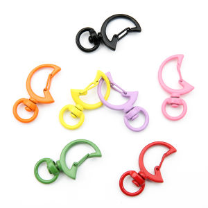 2-5pcs/bag 17x34mm Mixed Color Alloy Paint Moon-shaped Lobster Buckle For DIY Handmade Jewelry Accessories