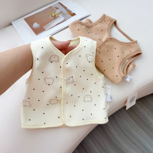 Thickened Fleece Double-sided Velboa Baby Boys Vest Spring Autumn Winter Warm Mid-thick Childrens Clothing Front Button Closure