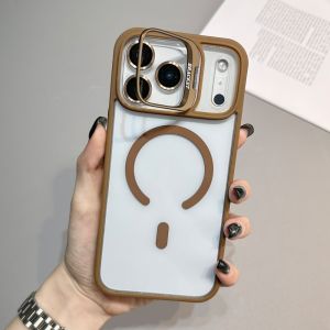 Luxury Ring Lens Stand Holder For Magsafe Case For iPhone 16 Pro Max 17 Air 15 14 Plus 13 12 11 Clear Magnetic Change Back Cover