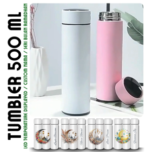 Tumbler Stainless Steel LED 500ml - Seri Desain Ramadhan Custom Nama - BPA Free