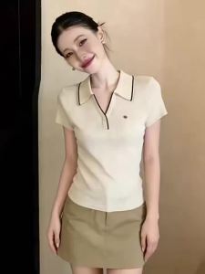 AIYITI | Striped Lapel Large Size Ice Silk T-Shirt