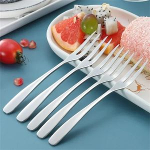 13cm StainlessTwo-tine Steel Fruit Forks Set Small Size Two-tine Dessert Snack Cake Forks for Parties and Cafeterias