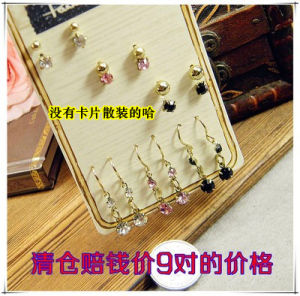 ชุดต่างหูรูปหัวใจประดับเพชรจากญี่ปุ่น ชุบทองชุบทองแดง โลหะผสม อื่นๆ อื่นๆ ต่างหูแฟชั่น ชุดเครื่องประดับ