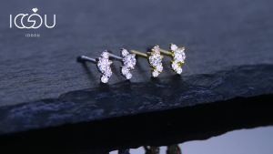 IOGOU 925 Sterling Silver Moissanite Stud Earrings for Women Mini noodle Butterfly Small Earrings D Color D0.09CT Jewelry Gifts
