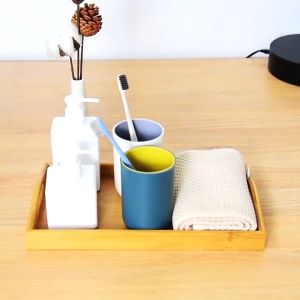【Woody】 Rectangular Wooden Serving Tray Tea Cutlery Trays Storage Pallet Fruit Plate Decoration Food