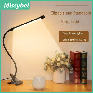 โคมไฟแบบหนีบโต๊ะเขียนหนังสือ LED บนไฟอ่านหนังสือเหมาะสำหรับหอพักนักเรียนห้องนอนเดสก์ท็อปโคมไฟอ่านหนังสือข้างเตียงแหล่งจ่ายไฟ USB ที่ยืดหยุ่น3สีโคมไฟโต๊ะหนังสือ10W โคมไฟโต๊ะขนาดเล็ก Pelindung Mata