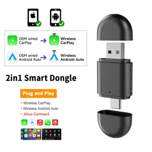 MRSVI 2in1 Wireless CarPlay Adapter Wireless Android Auto Dual Interface Type-C/USB For Smart Mini Box Plug Fast Connect
