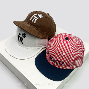 Little Daisy letter Plaid Baseball Hats Sunshade Color Block New Men Women Versatile Korean Flat Eave Fashion Peaked Caps Retro