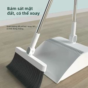 WEIHEHU | Durable Easy Hair-Removal Soft Bristle Floor Broom and Dustpan