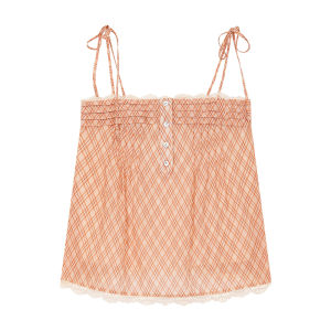 NIHAOKANONG | Áo Camisole Carô Nếp Lấp Lánh Phong Cách Cổ Điển