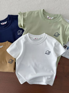 High Quality Pure Cotton Short Sleeve T-Shirt for Boys Loose Fit round Neck Basic Top Colorful Versatile Kids Clothing