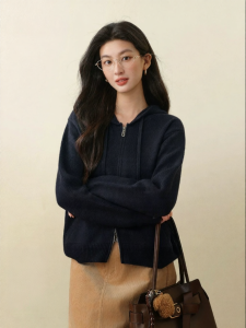 SEIFINI | Hooded Double Zipper Loose Sweater