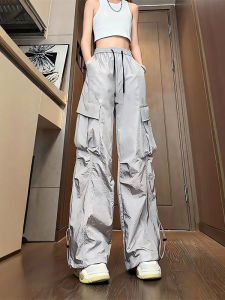 WANGGONGZHU | High-End Ice Silk Work Trousers For Women Summer Thin Model Quick Dry American Paratrooper Pants Large Pocket Street Style