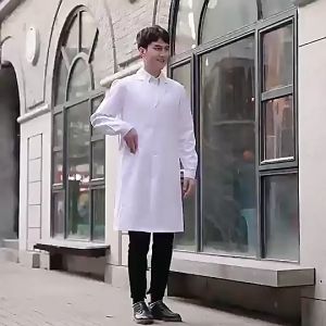 New Lab Gown Long Sleeve Same Gender Design Pure Cotton Fabric White Coat For Doctors Kids Lab Coat Laboratory Gown For Students Suitable For Multiple Locations