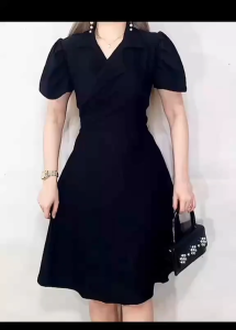 LC Melissa Elegant Collar Puff Classy Fashionable Plus Size Skater Dress for School Programs Graduation Prom and Special Events - Formal Womenswear