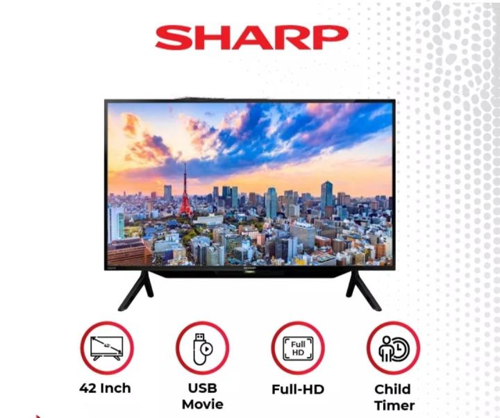 SHARP LED TV 42 Inch FHD - 2T-C42BB1I { Free STB} Sharp Tv Dengan