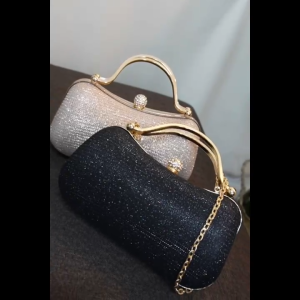SKM Womens Luxury Shimmer Dinner Clutch Bag With Chain Strap BG1023 Beg Perempuan