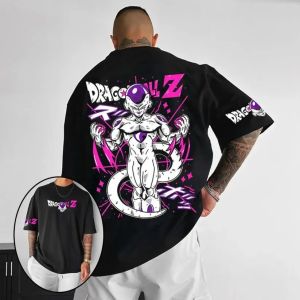 Bandai | New Dragon Ball Frieza Anime Mens T-shirt Short Sleeve Pattern T-shirt Street Wear Summer Casual Top Hip Hop Y2k Clothing