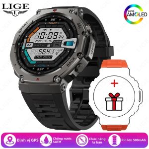 LIGE | Đồng Hồ Thông Minh Thể Thao Ngoài Trời LIGE GPS Màn Hình Lớn 1.43 Inch Chống Nước 5ATM Theo Dõi Nhịp Tim & Giấc Ngủ Pin 500mAh Dành Cho Android