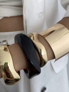 Ingemark | Ingemark 4 Styles Hip Hop Boho Resin Bangles for Women on Hand Exaggerated Gold Color Wide Cuff Bracelet Grunge Jewelry Pulseras