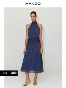 Mango | Halter Neck A-Line Polka Dot Chiffon Dress