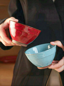 MODERN SWEETHOME | Red Ceramic Personal Use Rice Soup Bowl