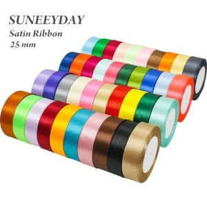 25 Yards 25mm Satin Ribbon For DIY Crafts Supplies Handmade Bows Silk Roses Gift Wrapping Wedding Decoration Sewing Accessories