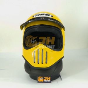Helm Cakil HBC Polos Yellow Glossy + FREE GOGGLE | Helm Retro | Helm Full Face | Jual Helm