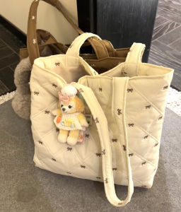 Túi Xách Đeo Vai Thêu Nơ Bướm Dung Tích Lớn Túi Xách Nữ Phong Cách Hàn Quốc Mùa Thu 2024 Túi Xách Đeo Vai Thường Ngày