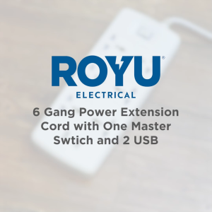 Royu 6 Gang Power Extension Cord with One Master Switch & 2 USB Port - Gray - REDEC626/G