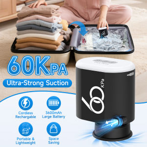 60 Kpa Cordless Electric Pump for Vacuum Storage Bags Travel 3600mAh Rechargeable Air Pump Various Seal Space Saver Bag Clothing