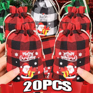 20Pcs Giáng Sinh vải bố dây rút Túi Kẹo Bánh Quy Trang Sức Quà Tặng Túi Gói Xmas Trẻ Em Ủng Hộ Lưu Trữ Túi
