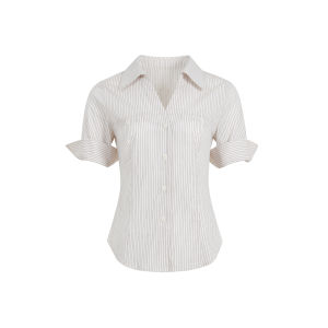 Áo Thun Dệt Sọc Caro Phong Cách Mùa Hè Accentuating Waist Bằng Vải Cotton Linen