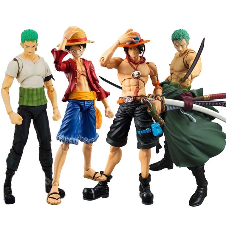 Anime One Piece Monkey D. Luffy Roronoa Zoro Portgaz D. Ace Articulado Shf Action Figure Change Face  Model Toys Gift