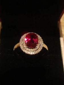 Exquisite S925 Silver Ring with Large Round Ruby and Diamond Setting