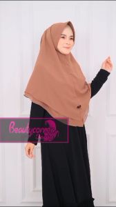 Jilbab Syari 2 Layer Khimar Instan Pet Ceruti Babydoll Premium Kekinian/ Kerudung instan hijab khimar Jilbab Pet Busa Jumbo Ukuran XL Bahan Kain Ceruty Baby Doll