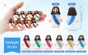 30pcs Little Jesus Figures Jesus Loves You Original Mini Rubber Toys to Hide and Seek Sunday School Religious Party Baptism Gifts