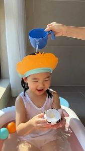 【Zdandan】หมวกอาบน้ำเด็ก หมวกสระผมเด็ก กันน้ำ ปรับขนาดได้ กันแชมพูเข้าตา สำหรับน้อง 6 เดือนขึ้นไป