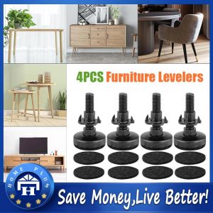 【Local delivery】 4Pcs Table Legs Metal Leveling Feet Screw Furniture Levelers Thread T-Nut Kit Furniture Adjustable Cabinet Corner Bracket Furniture-Levelers