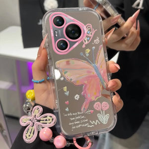 Butterfly Design Phone Case for Huawei Pura70 P60 P50E P40 P30 Full Cover Protection Luxury Fashion Girls Style Silicone Shell