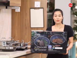 [iMat Chính hãng] Bộ 5 nồi chảo iMat Hybrid Blackcube phủ chống dính gốm - Ceramic lòng xanh