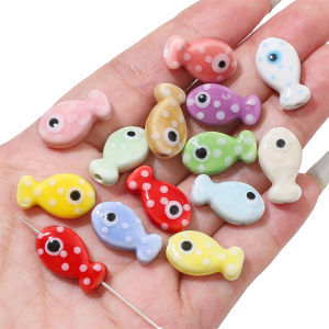 2pcs Handmade Ceramic Beads Porcelain Fish Beads Charms for Earring Bracelet Necklace Keychain DIY Jewelry Making Accessories