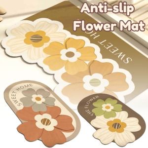 1PC Simple Bathroom Diatom Mud Floor Mat Toilet Absorbent Non-Slip Mat Home Entry Door Carpet Entry Door Soft Floor Mat