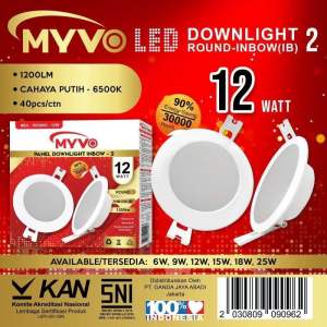 DOWN LIGHT Downlight Inbow 12W BULAT LED PANEL LAMPU LED MYVO Murah