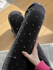 High Waist Tear Drilled Gradient Black Grey Micro Flared Jeans Womens Fashion Fall New Style Starfull Sky Horse Hoof Skinny Leggings