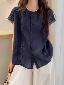 AIYITI | Plus Size Women Lace Crochet Hollow Out Short Sleeve Shirt