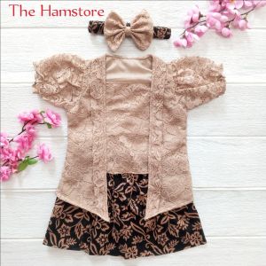Kebaya Anak Bayi 6 Bulan Setelan Kutubaru Coksu Encim Betawi Brukat Batik Free Bando
